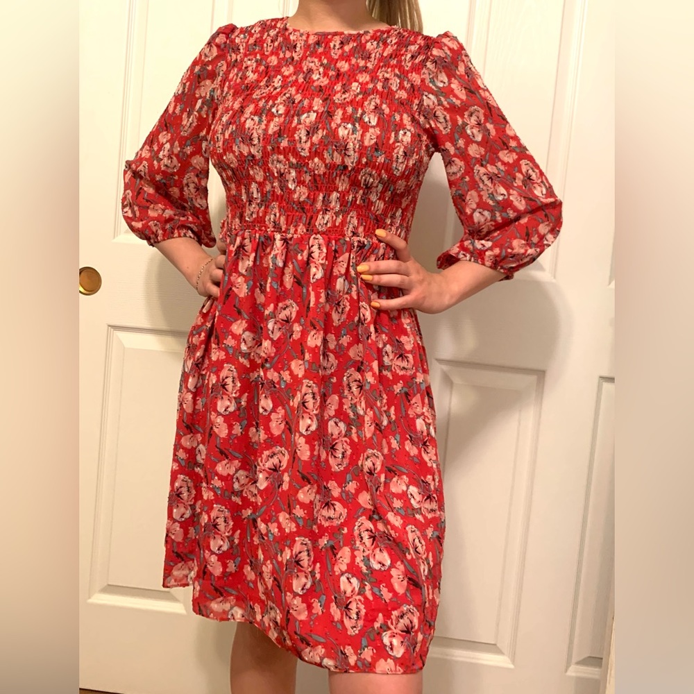 Medium, Floral, Elaine Rose Dress, pink